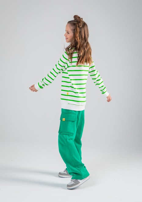 Лонгслив unisex (белый-зеленый)