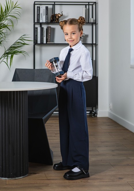 Школьные брюки - палаццо для девочки (темно-синие)