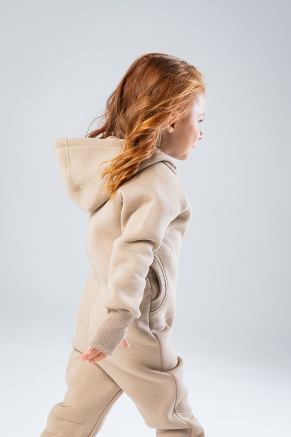 Комбинезон детский, unisex, с начесом (бежевый)