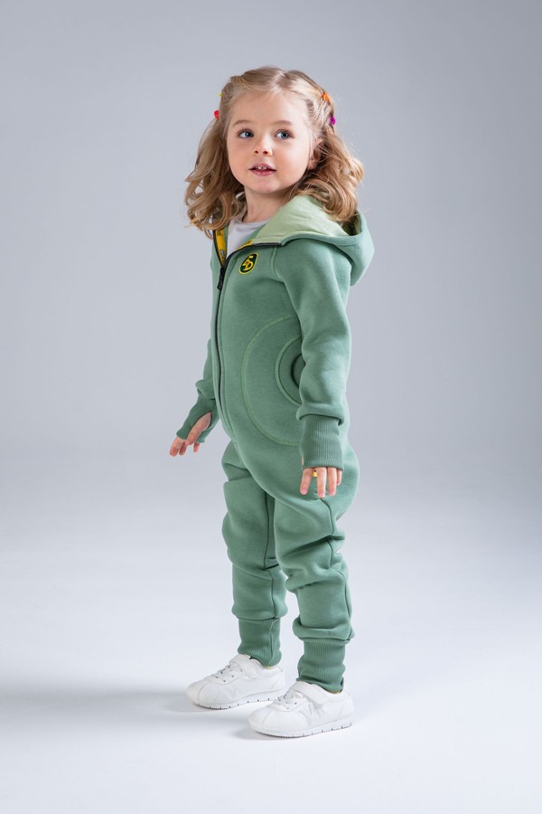 Комбинезон детский, unisex, с начесом (зеленый)
