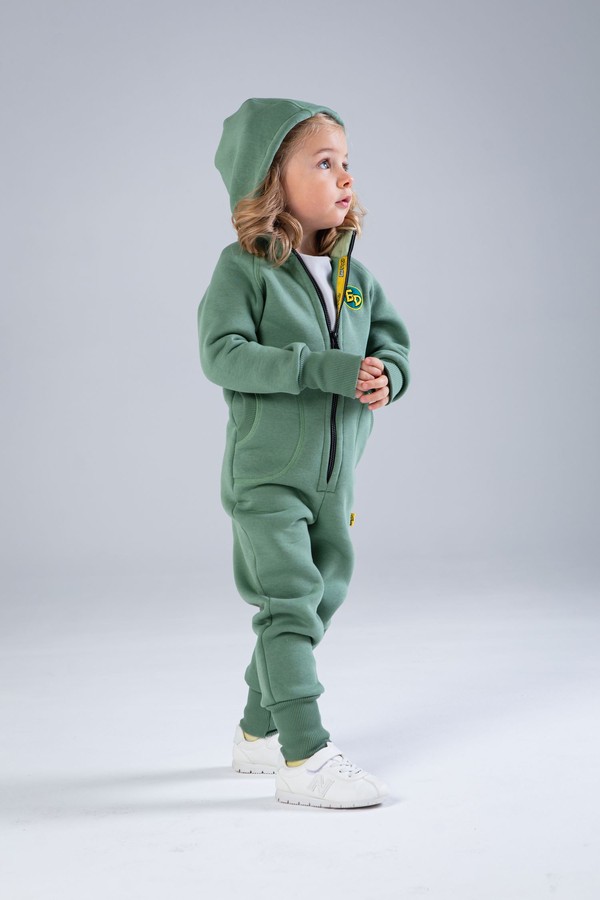 Комбинезон детский, unisex, с начесом (зеленый)