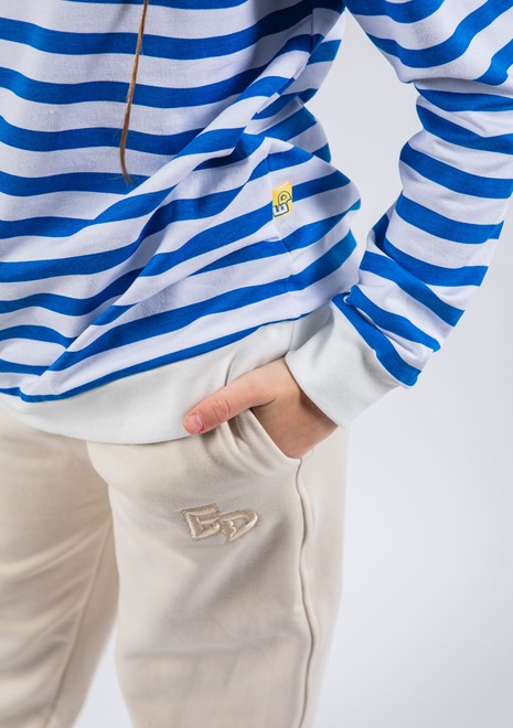 Лонгслив unisex (белый-морской)