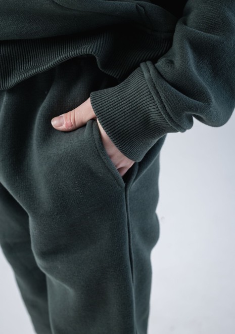 Джоггеры unisex, из футера c начесом (хаки)
