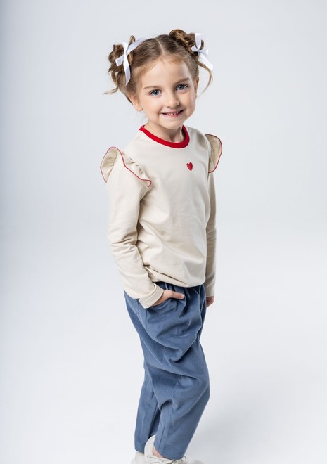 Лонгслив с крылышком (бежево-красный)