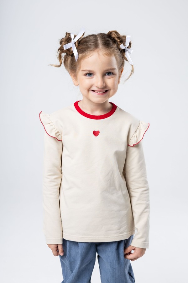 Лонгслив с крылышком (бежево-красный)