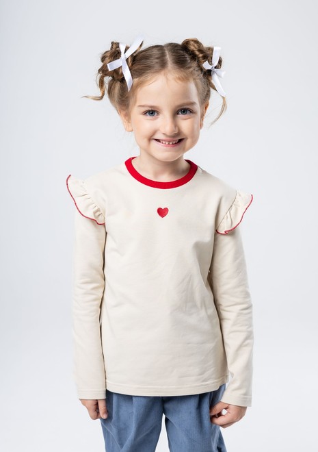 Лонгслив с крылышком (бежево-красный)