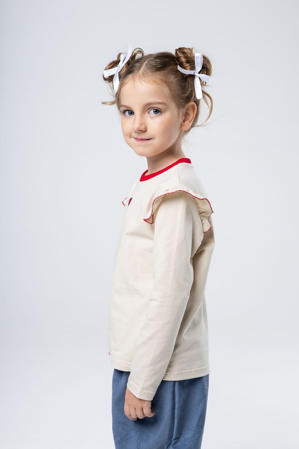 Лонгслив с крылышком (бежево-красный)