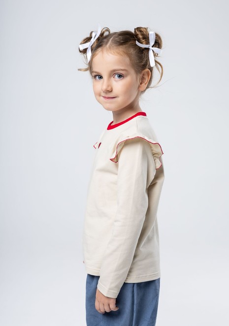 Лонгслив с крылышком (бежево-красный)