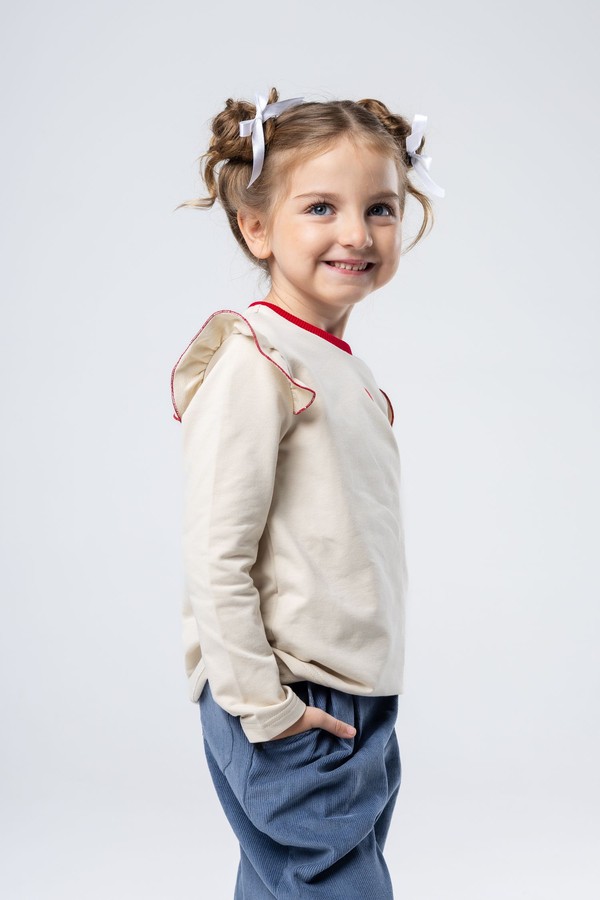 Лонгслив с крылышком (бежево-красный)