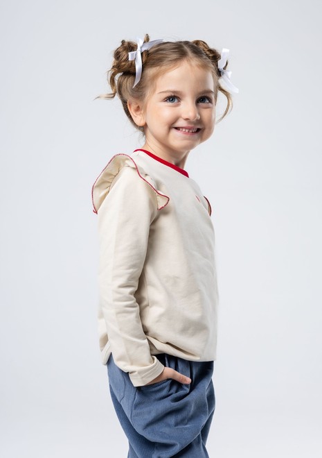 Лонгслив с крылышком (бежево-красный)