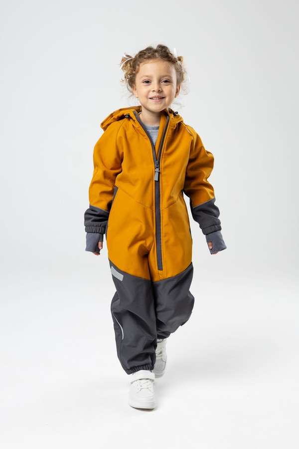 Комбинезон колор блок softshell (горчица-серый)