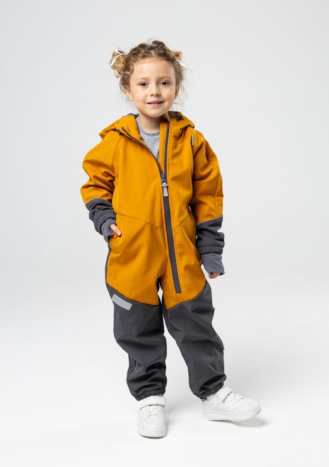 Комбинезон колор блок softshell (горчица-серый)