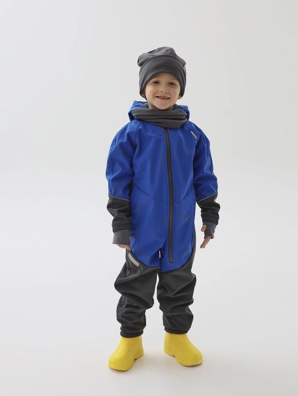 Комбинезон колор блок softshell (синий-серый)