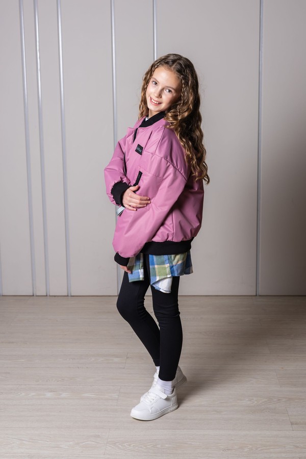 Бомбер оверсайз утепленный (темно-розовый)