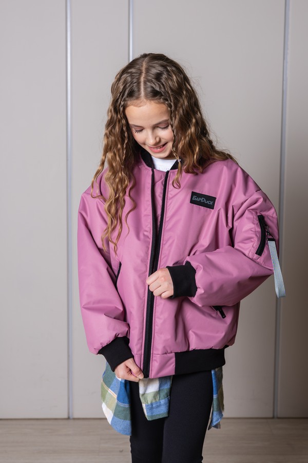Бомбер оверсайз утепленный (темно-розовый)