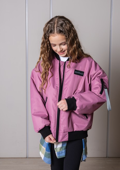 Бомбер оверсайз утепленный (темно-розовый)