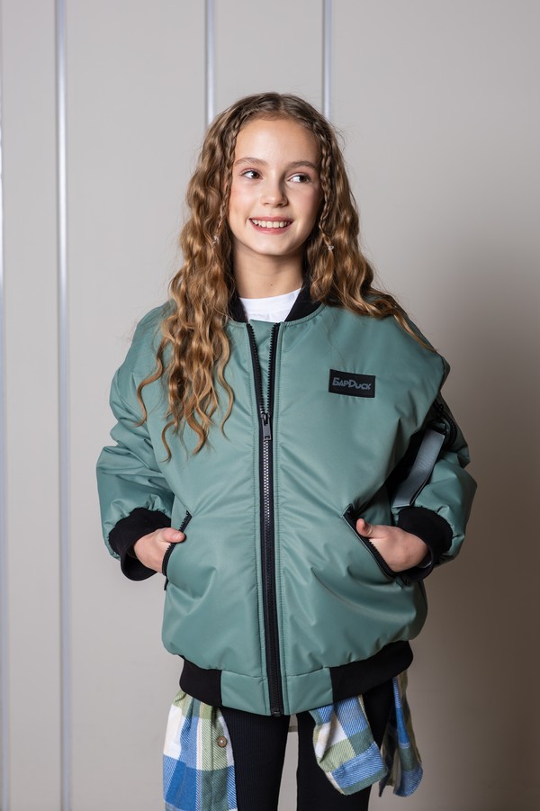 Бомбер оверсайз утепленный (темно-зеленый)