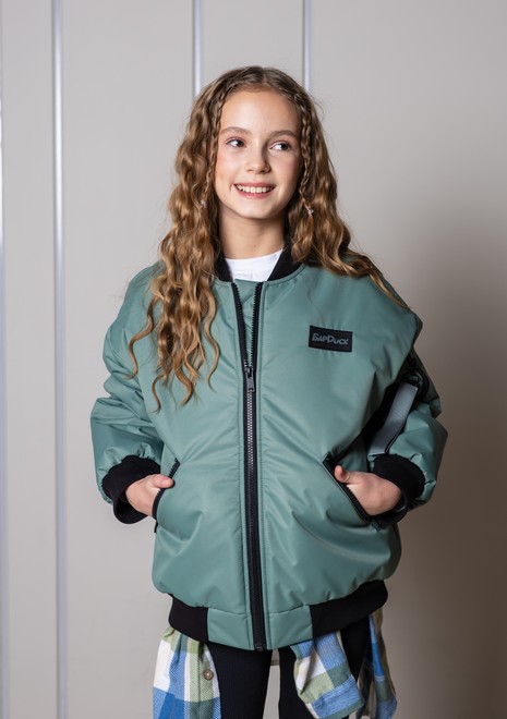 Бомбер оверсайз утепленный (темно-зеленый)