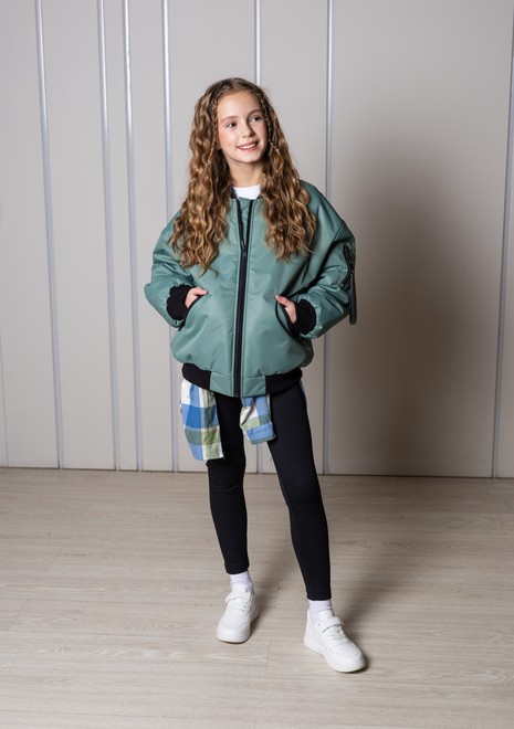 Бомбер оверсайз утепленный (темно-зеленый)